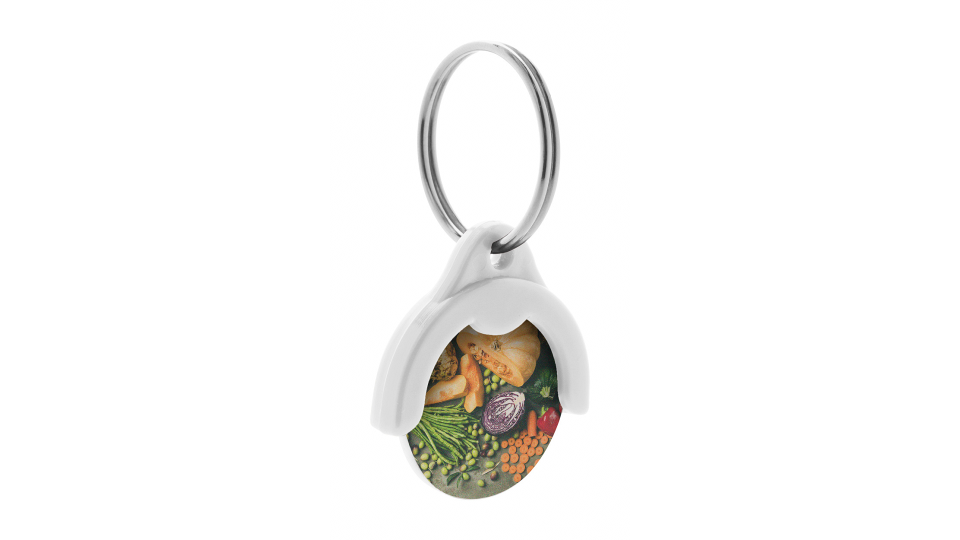 Schlüsselanhänger mit Einkaufswagen-Chip Token, weiß