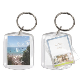 Schlüsselanhänger, zweiseitig bedruckter Papiereinleger