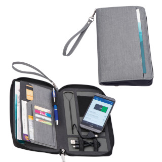 Reisemappe mit Powerbank Almeria, grau