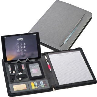 Schreibmappe mit Powerbank Elda, grau