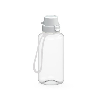 Trinkflasche "School", 700 ml, inkl. Strap, transparent, weiß