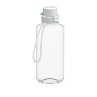 Trinkflasche "School", 1,0 l, inkl. Strap, transparent, weiß