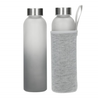 Glasflasche mit Hülle "Iced" 0,45 l, transparent, grau