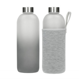 Glasflasche mit Hülle "Iced" 1,0 l, transparent, grau
