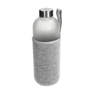 Glasflasche mit Hülle "Iced" 1,0 l, transparent, grau
