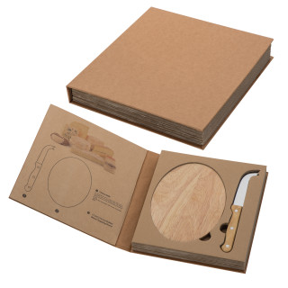Käseset mit Holzbrettchen Gouda, beige