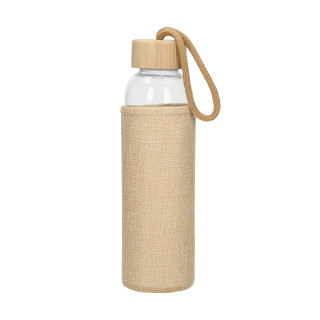 Glasflasche mit Hülle "Natural", 0,5l, transparent
