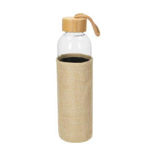 Glasflasche mit Hülle "Natural", 0,7l, transparent