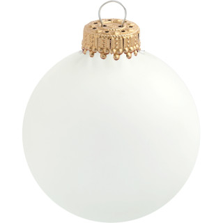 Individuell bedruckbare Glas-Christbaumkugel, 7cm, Goldsplint Krone, ECO-Einzelkarton mit vier Fenstern, frost