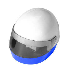 Bleistiftspitzer "Helm", weiß, blau