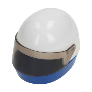 Bleistiftspitzer "Helm", weiß, blau