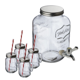 Set Getränkespender & 4 Gläser Braga, transparent