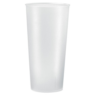 Trinkbecher "Mehrweg" 0,5 l, transparent-milchig