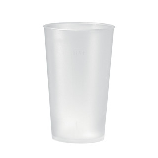 Trinkbecher "Mehrweg" 0,4 l, transparent-milchig