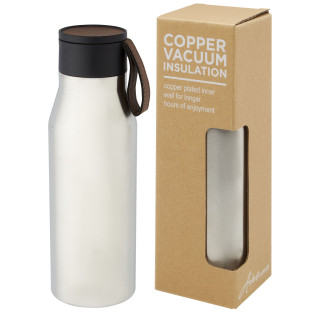 Ljungan 500 ml Kupfer-Vakuum Isolierflasche mit PU Kunststoffband und Deckel, silber