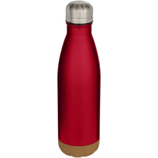 Cove 500 ml doppelwandige, vakuumisolierte Trinkflasche aus Edelstahl mit Korkdetails, rot