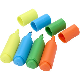 Mini Textmarker Set aus recyceltem Kunststoff, mehrfarbig