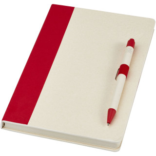 Dairy Dream A5 Notizbuch und Kugelschreiber-Set aus recyceltem Milchkarton, rot