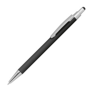 Kugelschreiber aus Metall mit Rubberfinish und Touchfunktion, schwarz