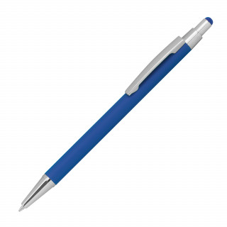 Kugelschreiber aus Metall mit Rubberfinish und Touchfunktion, blau