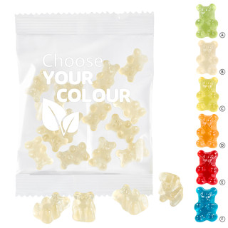 Vegane 1-farbige Premium-Bärchen 20 g im kompostierbaren Tütchen