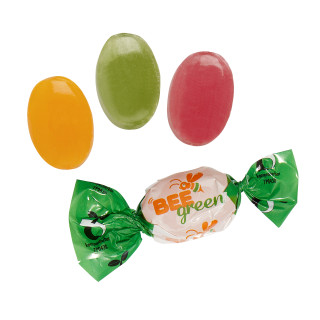 Kompostierbares Werbewickel mit Fruchtbonbons