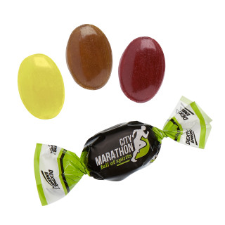 Kompostierbares Werbewickel mit DEXTRO ENERGY* Bonbons