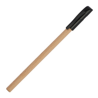 Holzkugelschreiber mit schwarzer Kunststoffkappe, braun