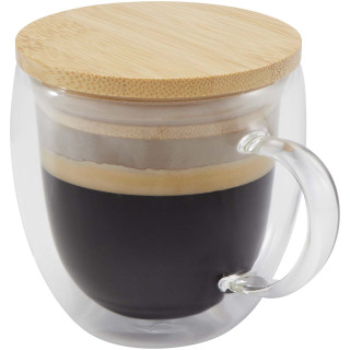 Lenora 250 ml Glasbecher mit Bambusdeckel, transparent