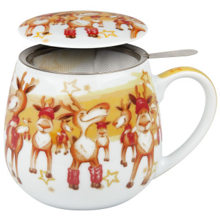 Könitz Porzellan Merry Christmas-Weihn.party Tea for you Set Tasse KC143 mit Sieb und Deckel zusätzlich veredelbar
