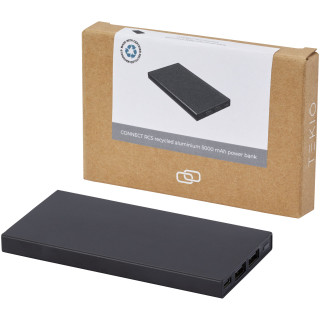 Connect 5000 mAh Powerbank aus recyceltem Aluminium, schwarz