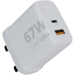 Xtorm XEC067G GaN² Ultra 67 W Wandladegerät mit UK-Stecker, weiss