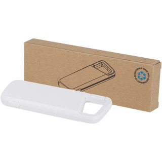 Alkes 12 W 5.000 mAh wasserfeste Powerbank aus recyceltem Kunststoff mit Karabinerhaken, weiß