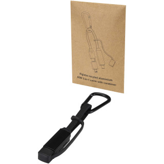 Algieba 65 W 3-in-1-Ladekabel aus recyceltem Aluminium mit Karabinerhaken, schwarz