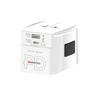 SKROSS® MUV AC65PD Reiseadapter mit USB-C Kabel, weiß