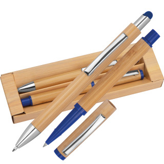 Schreibset aus Bambus, blau