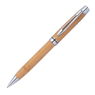 Kugelschreiber aus Holz mit Applikationen aus Metall, beige