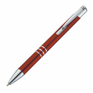 Kugelschreiber aus Metall mit 3 Zierringen, burgund