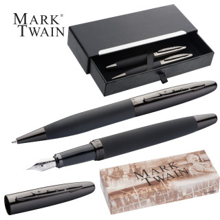 Mark Twain Schreibset aus Metall, schwarz