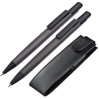 Set aus Kugelschreiber und Bleistift in Etui, anthrazit