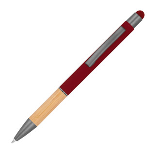 Kugelschreiber mit Griffzone aus Bambus BRYGIDA, burgund