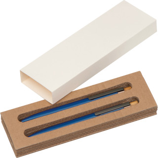 Schreibset aus recyceltem Aluminium SIEGFRIED, blau