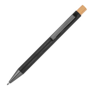 Kugelschreiber aus recyceltem Aluminium mit Bambusdrücker  ROSARIO, schwarz