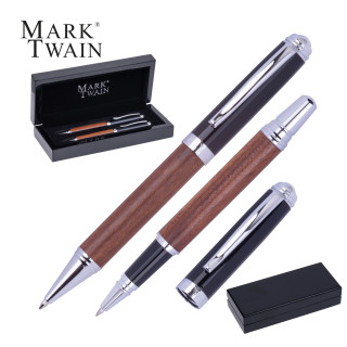 Mark Twain Holz Schreibset LORENZO, beige