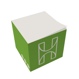 Notizwürfel "Medium Green" 9 x 9 x 9 cm, 1-farbig, Siebdruck (1 Motiv, rundum)