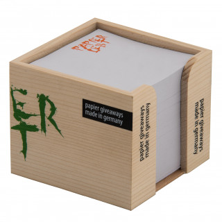 Holzbox "Natura Green" 10 x 10 x 8,5 cm, 1-farbig, Siebdruck (1 Motiv, 3 Seiten)