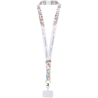 Addie RPET Sublimation Lanyard mit Telefonhalterung und Sicherheitsverschluss, weiß, 10mm