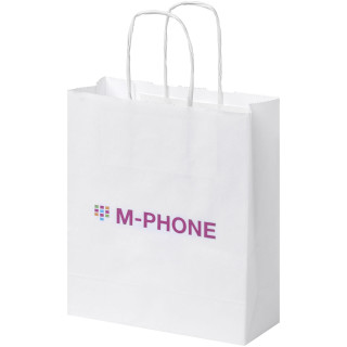 Kraftpapiertasche 80 g/m² mit gedrehten Griffen – klein, weiß