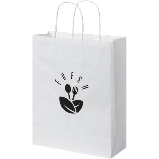 Kraftpapiertasche 80 g/m² mit gedrehten Griffen – mittel, weiß