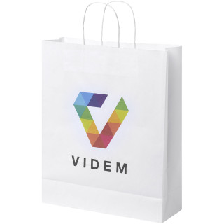 Kraftpapiertasche 80-90 g/m² mit gedrehten Griffen – groß, weiß